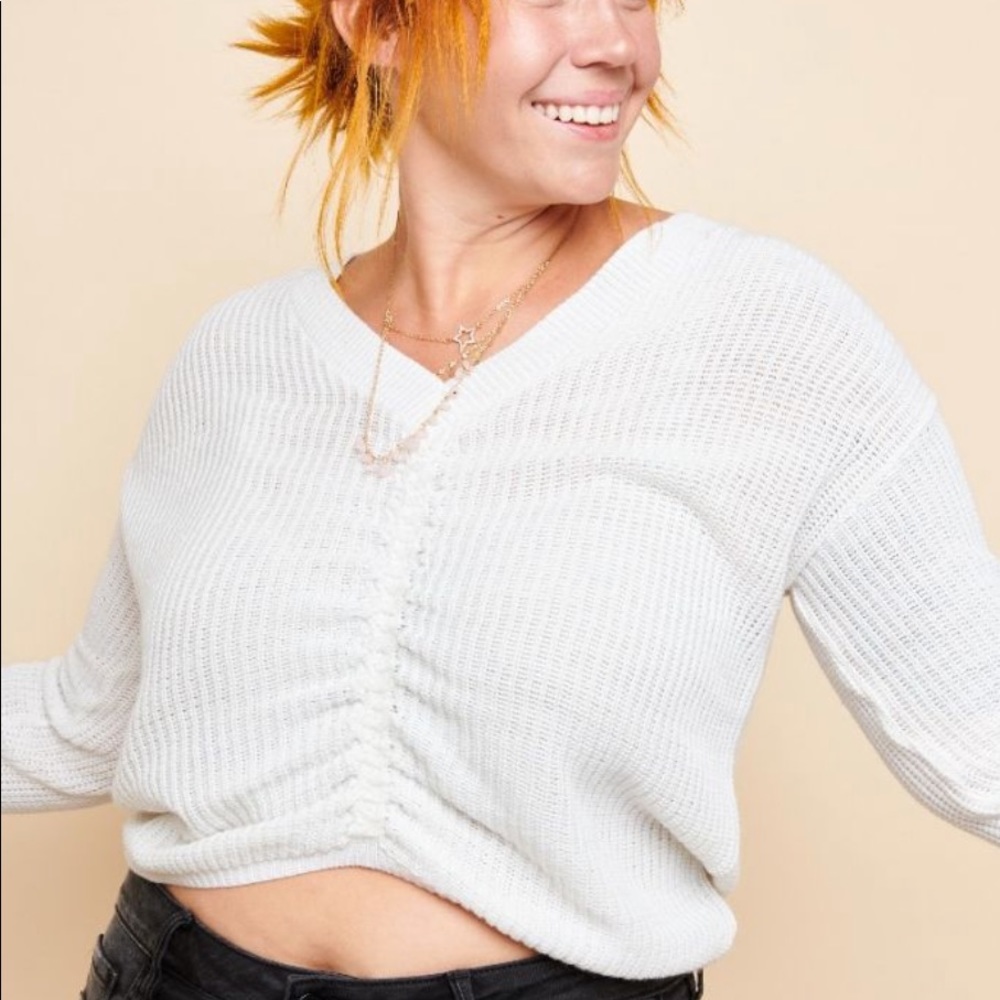White Ruched Sweater